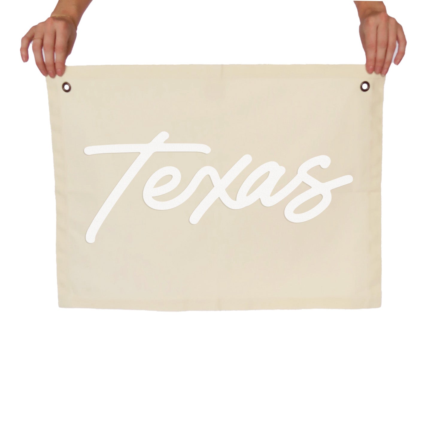 Texas Cursive Large Canvas Flag
