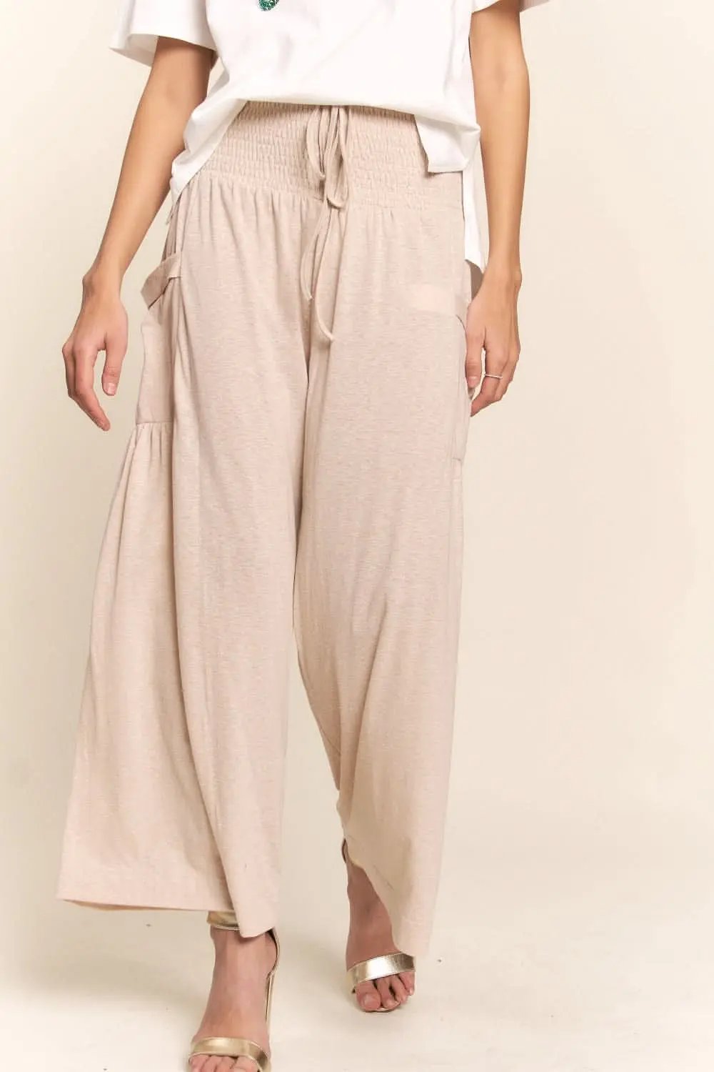 Trendsi Boho Wide Leg Pants Women's Casual Trousers with Pockets USA Ship