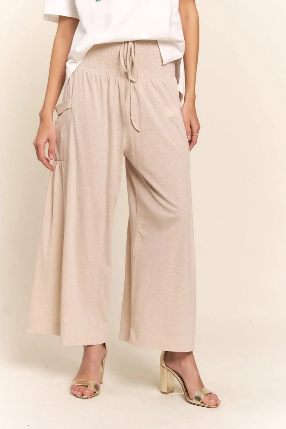 Trendsi Boho Wide Leg Pants Women's Casual Trousers with Pockets USA Ship