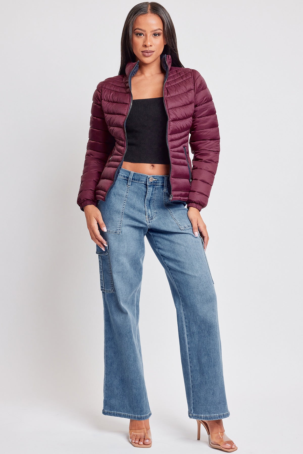 Women's Reversible Fitted Puffer Winter Jacket