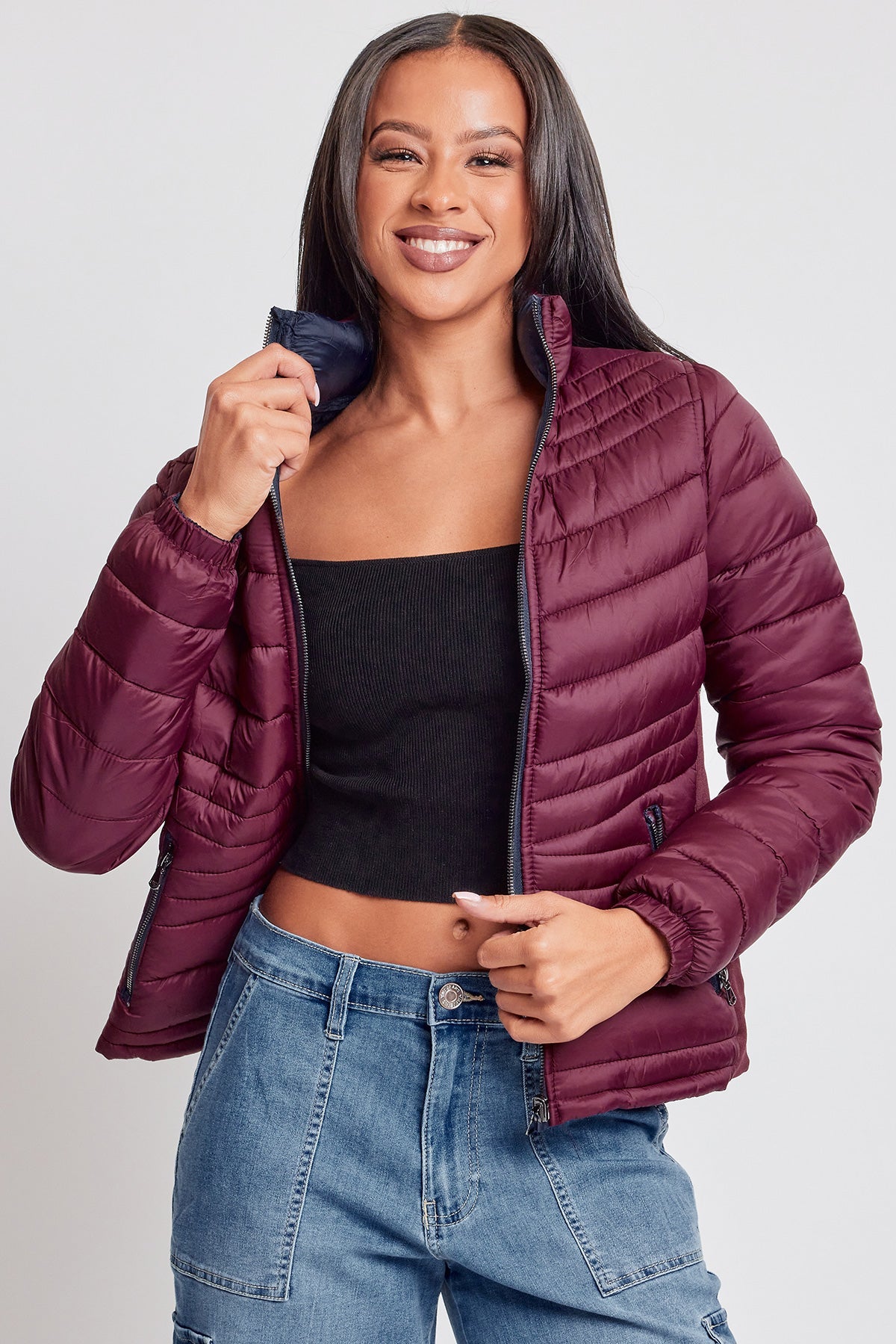 Women's Reversible Fitted Puffer Winter Jacket