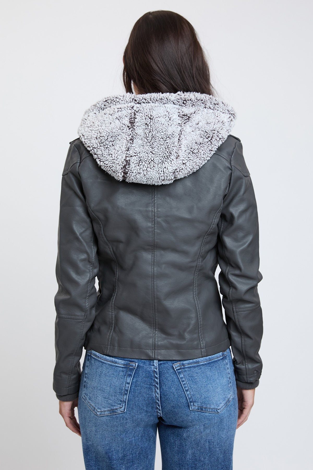 Women's Motto Pleather Jacket with Fur Lining