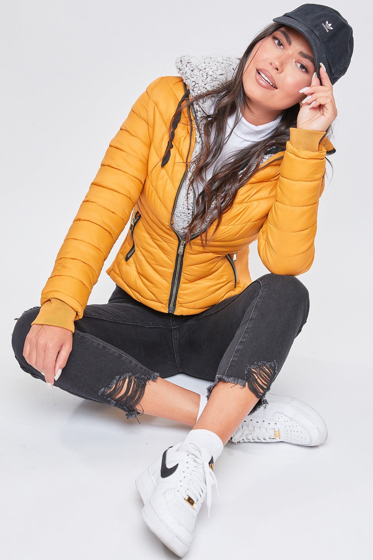 Puffer Jacket With Sherpa Fur Hoodie