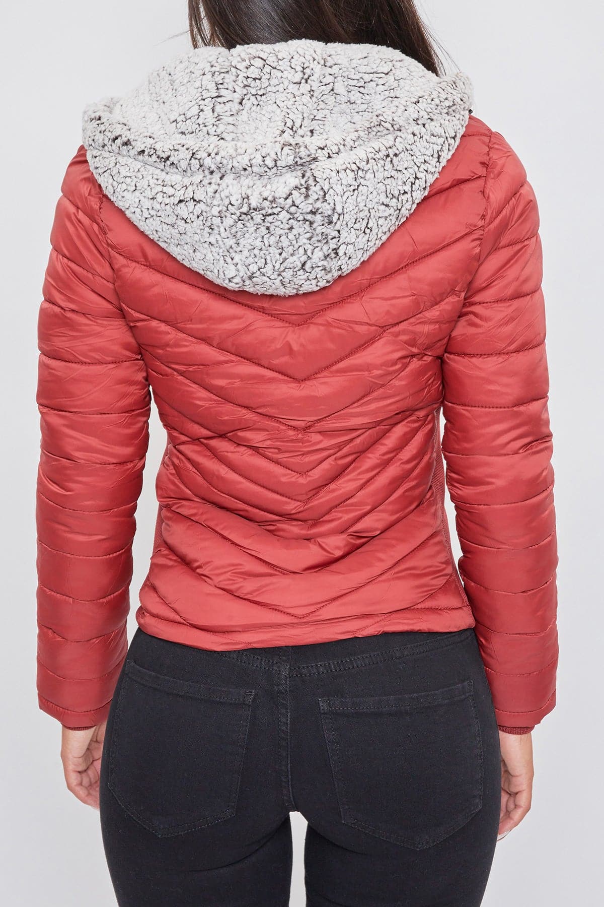 Puffer Jacket With Sherpa Fur Hoodie