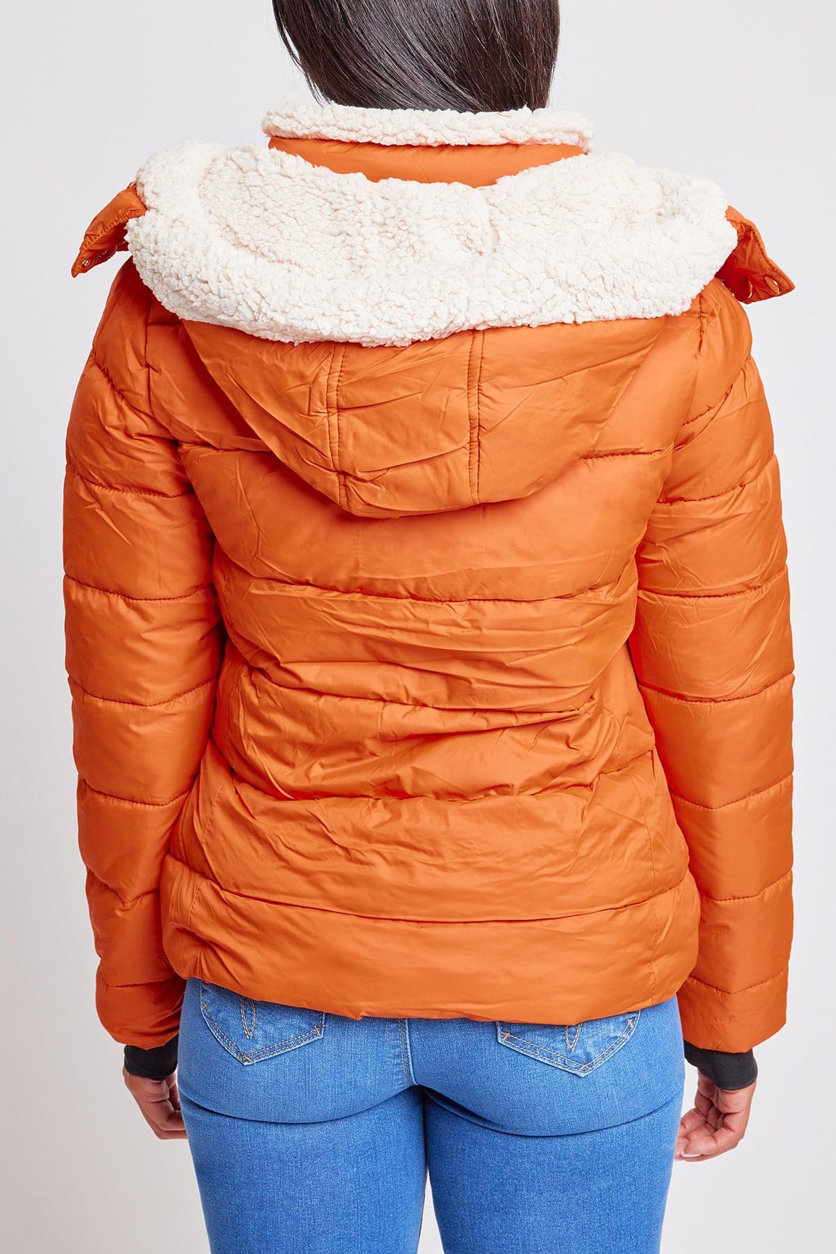 Jacket Puffer With Sherpa Fur Hoodie