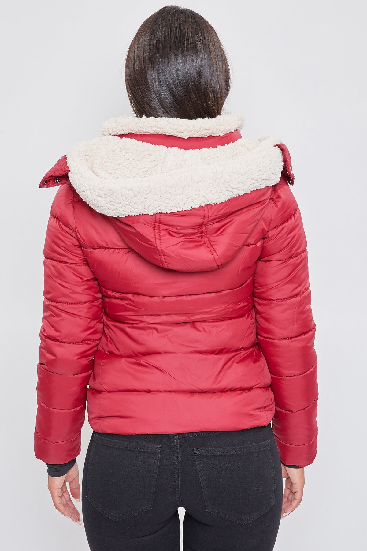 Jacket Puffer With Sherpa Fur Hoodie