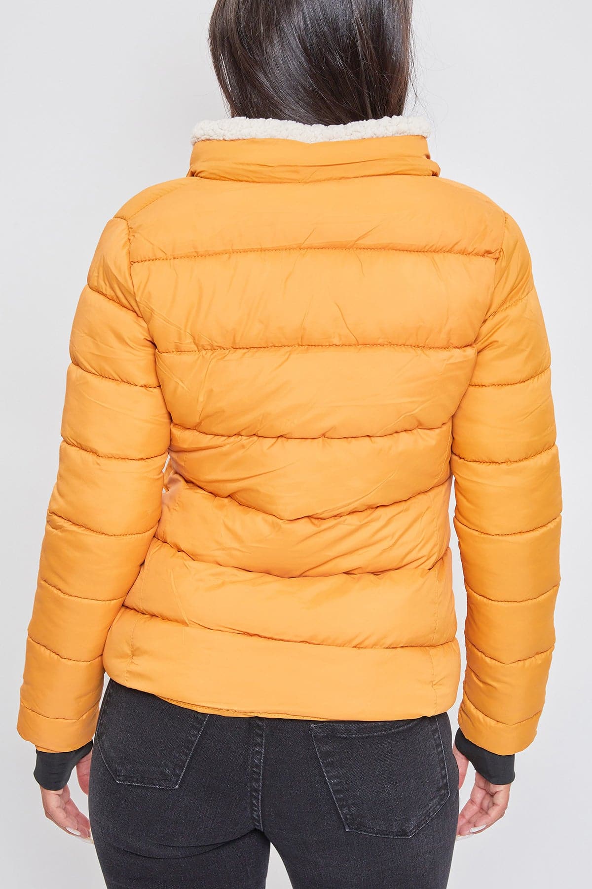 Jacket Puffer With Sherpa Fur Hoodie