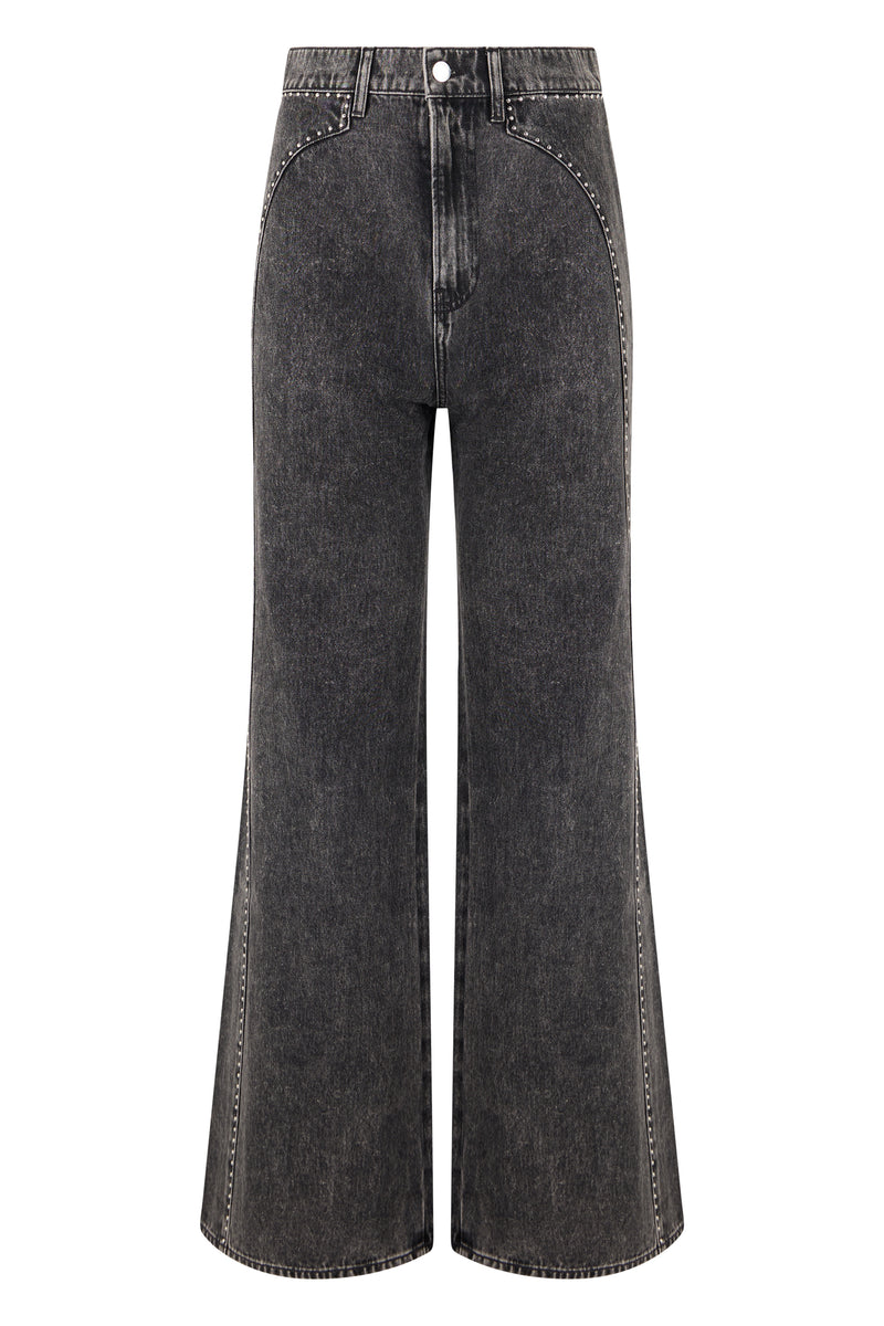 Flared Studded Denim Jeans