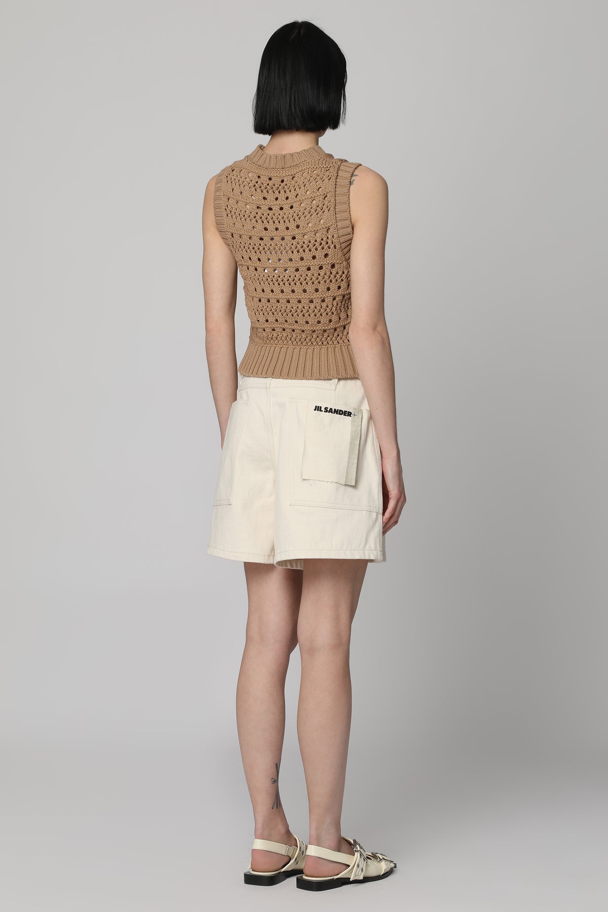Beige Denim Shorts