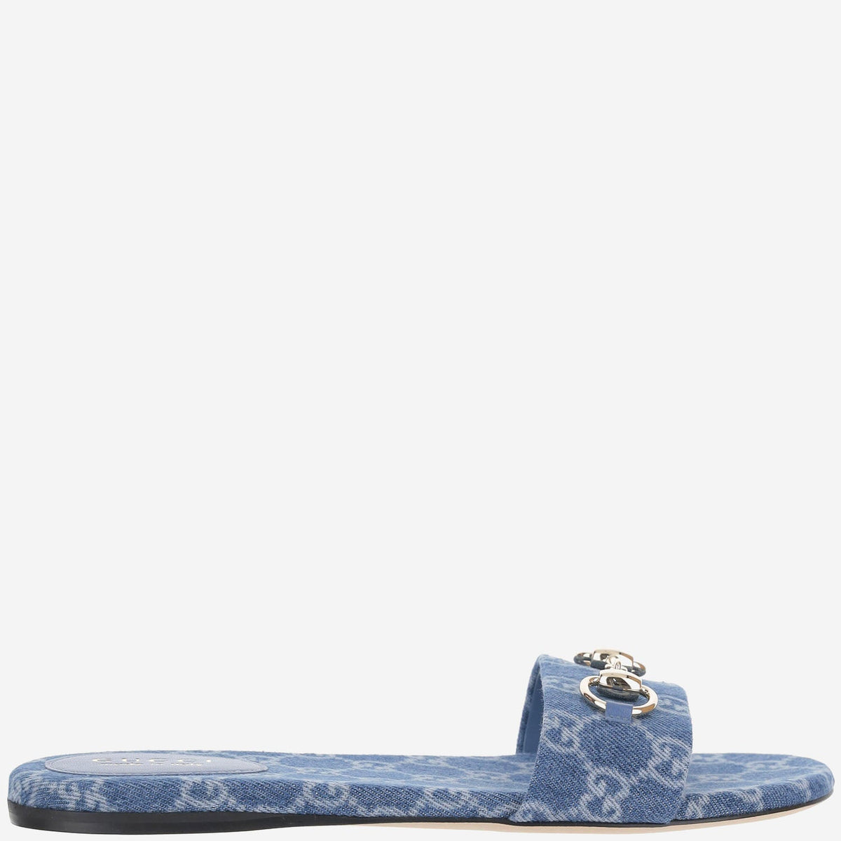 Denim Horsebit Slider Sandals