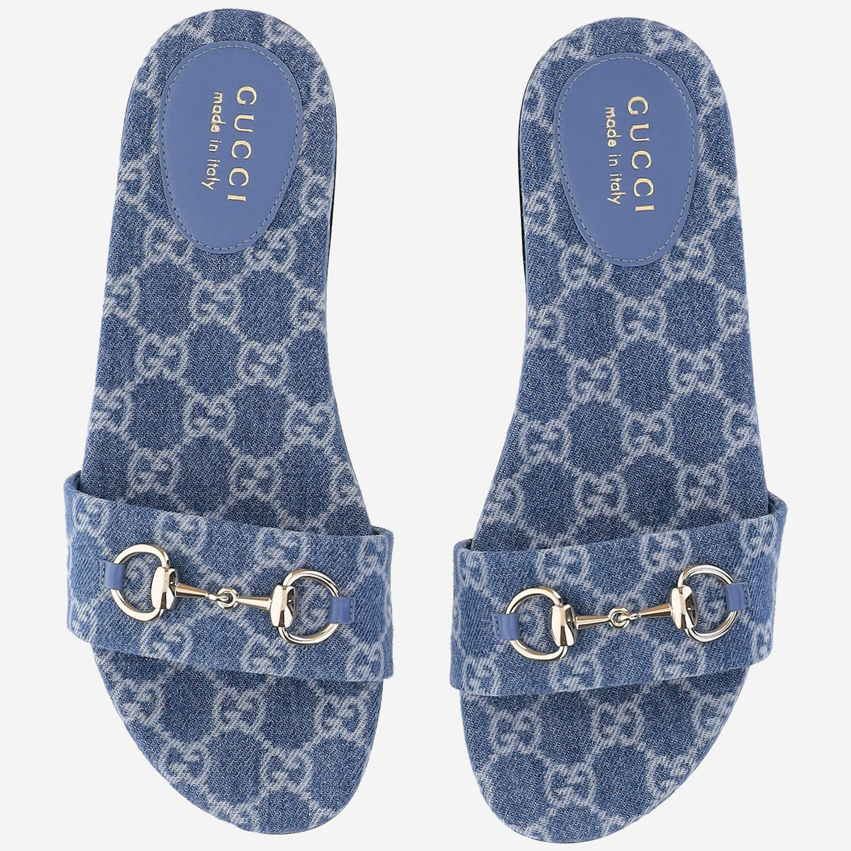 Denim Horsebit Slider Sandals