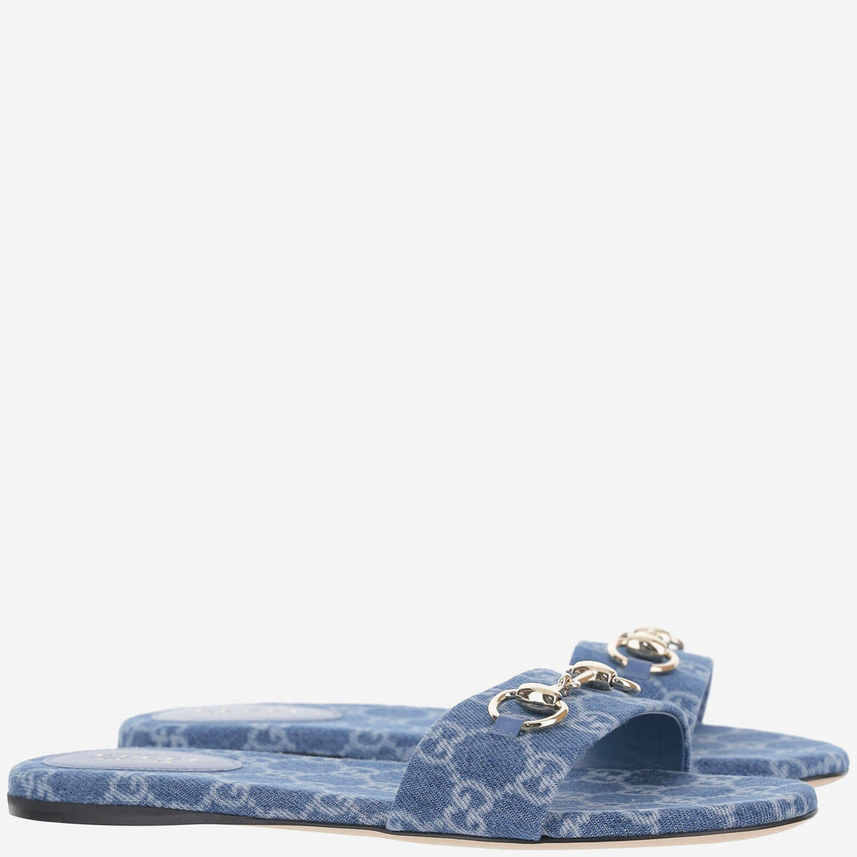 Denim Horsebit Slider Sandals