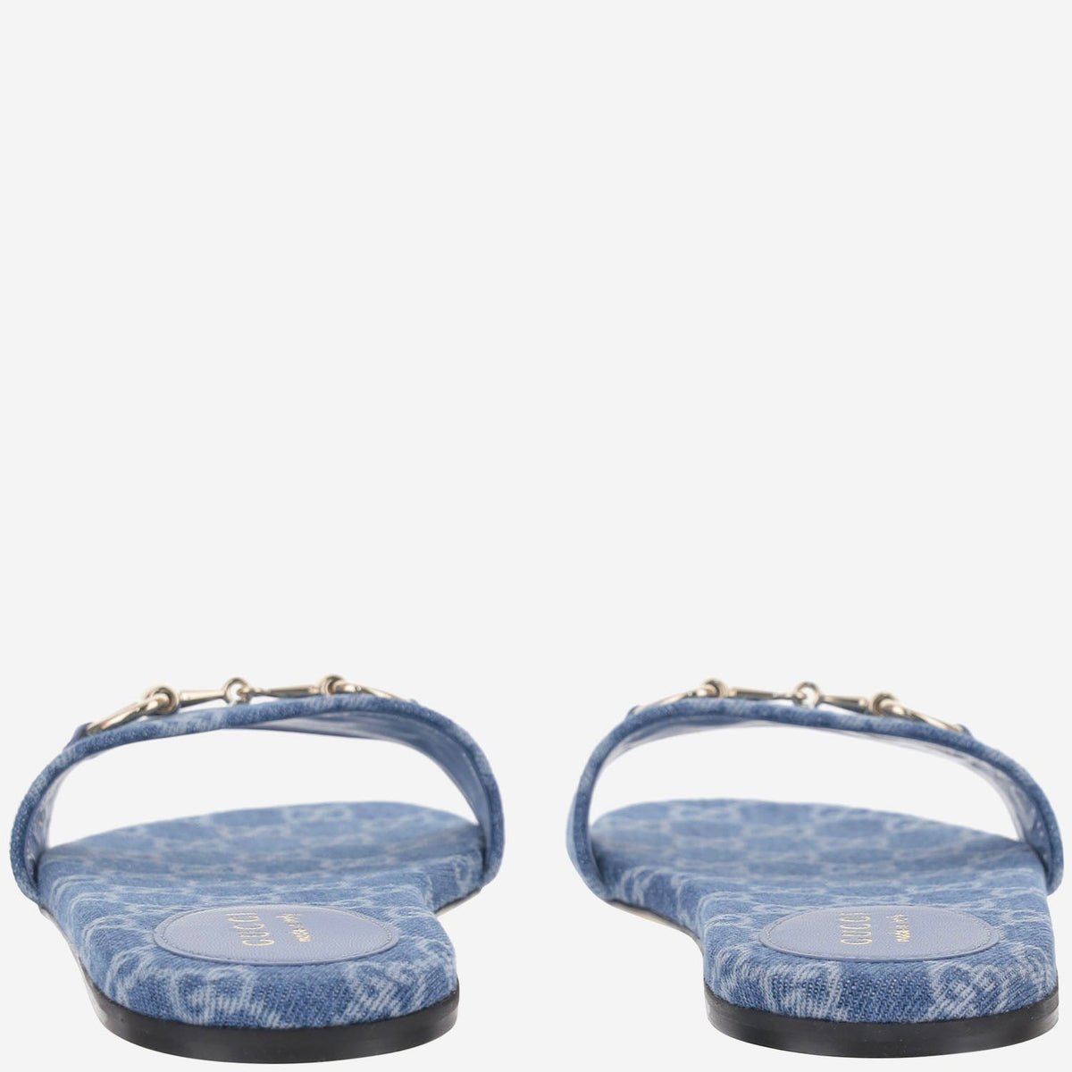 Denim Horsebit Slider Sandals