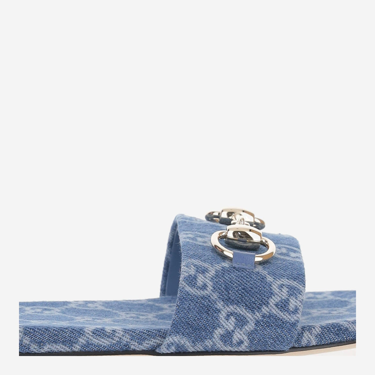 Denim Horsebit Slider Sandals
