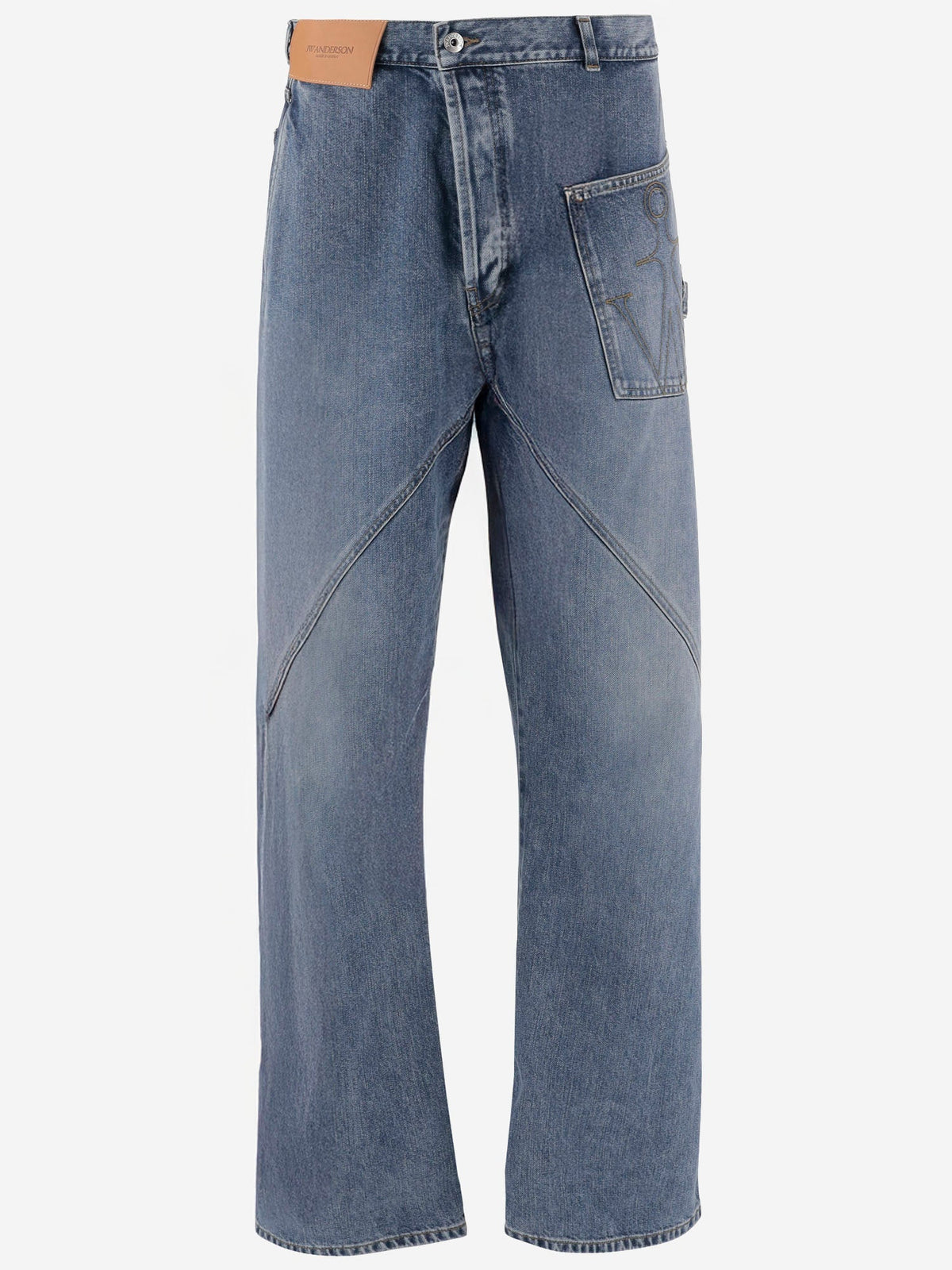 Twisted Seam Jeans with Logo Patch