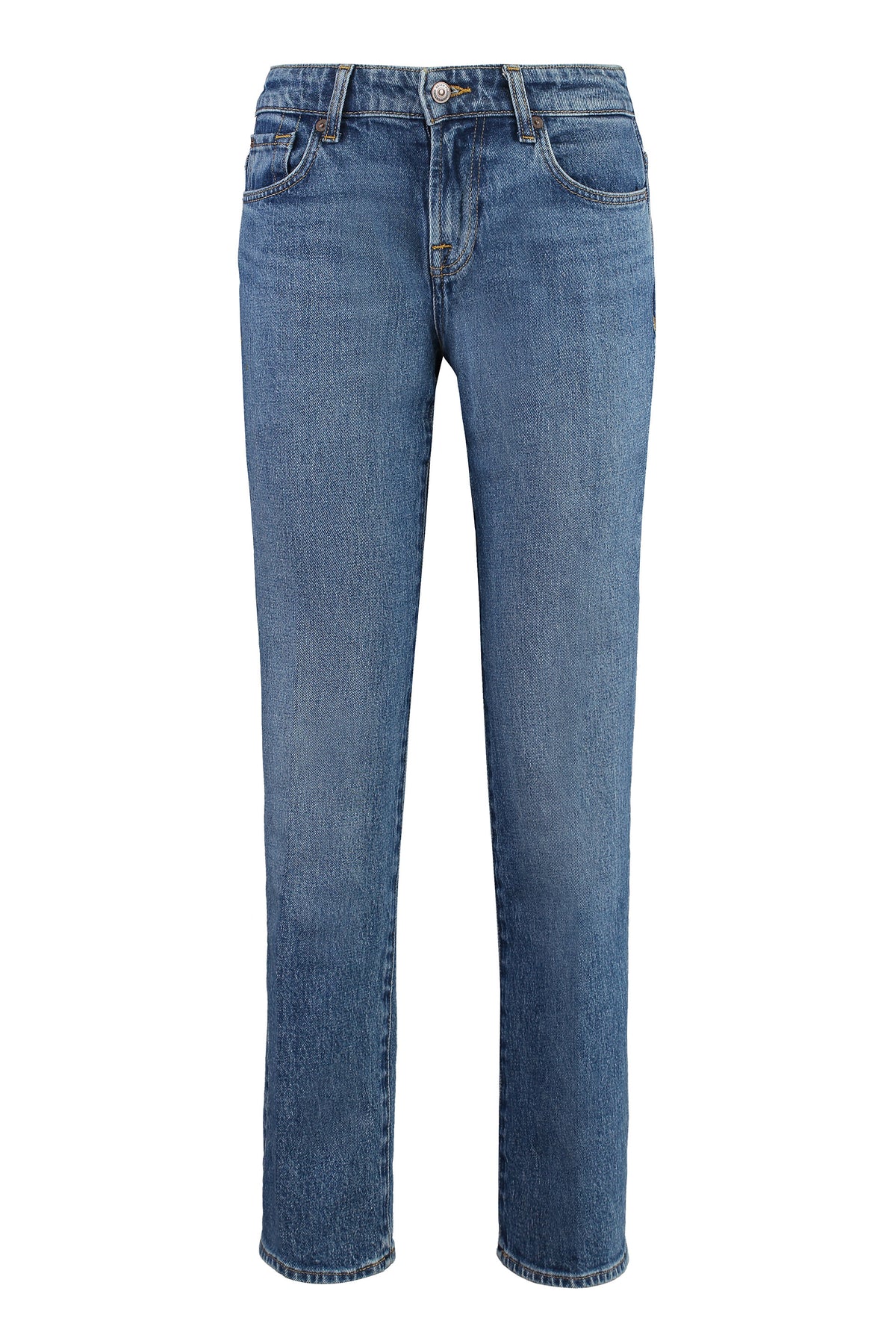 Straight Jeans with Engraved Hardware