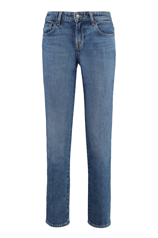 Straight Jeans with Engraved Hardware