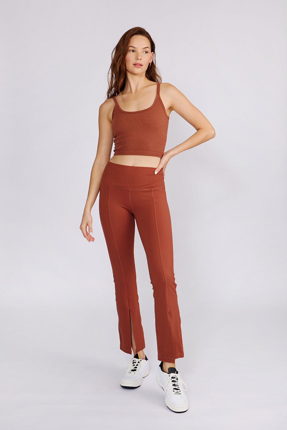 Julia Front-Slit Flare Pants Rust