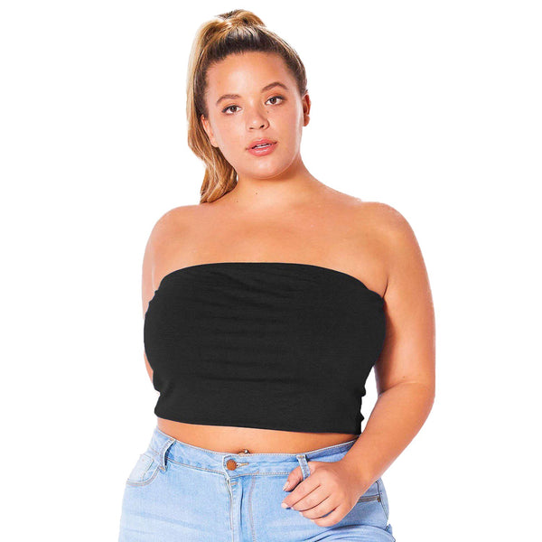 Plus Size Women's Sleeveless Cropped Tube Top