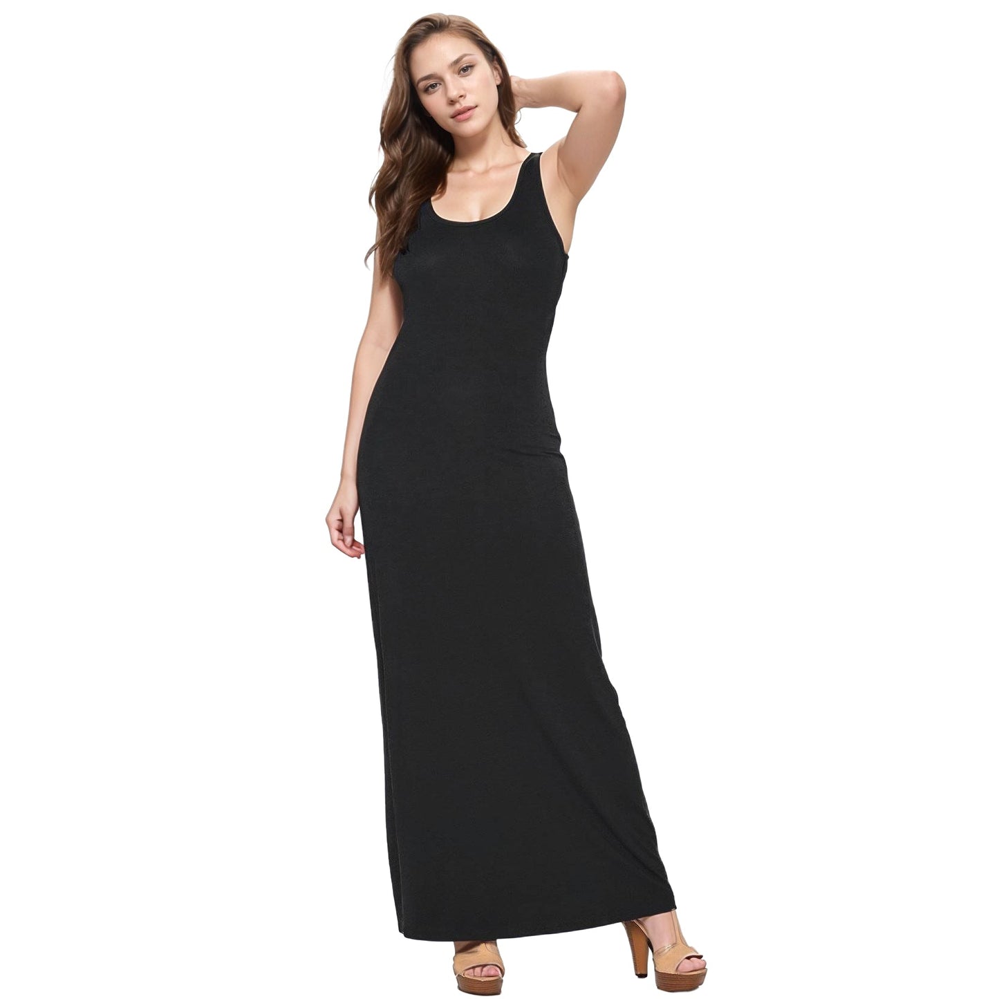 Women's Sleeveless Scoop Neck Maxi Dress