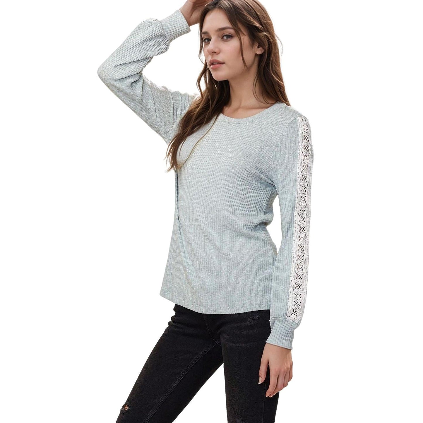 Pleione Women's Round Neck Sweater in Mint