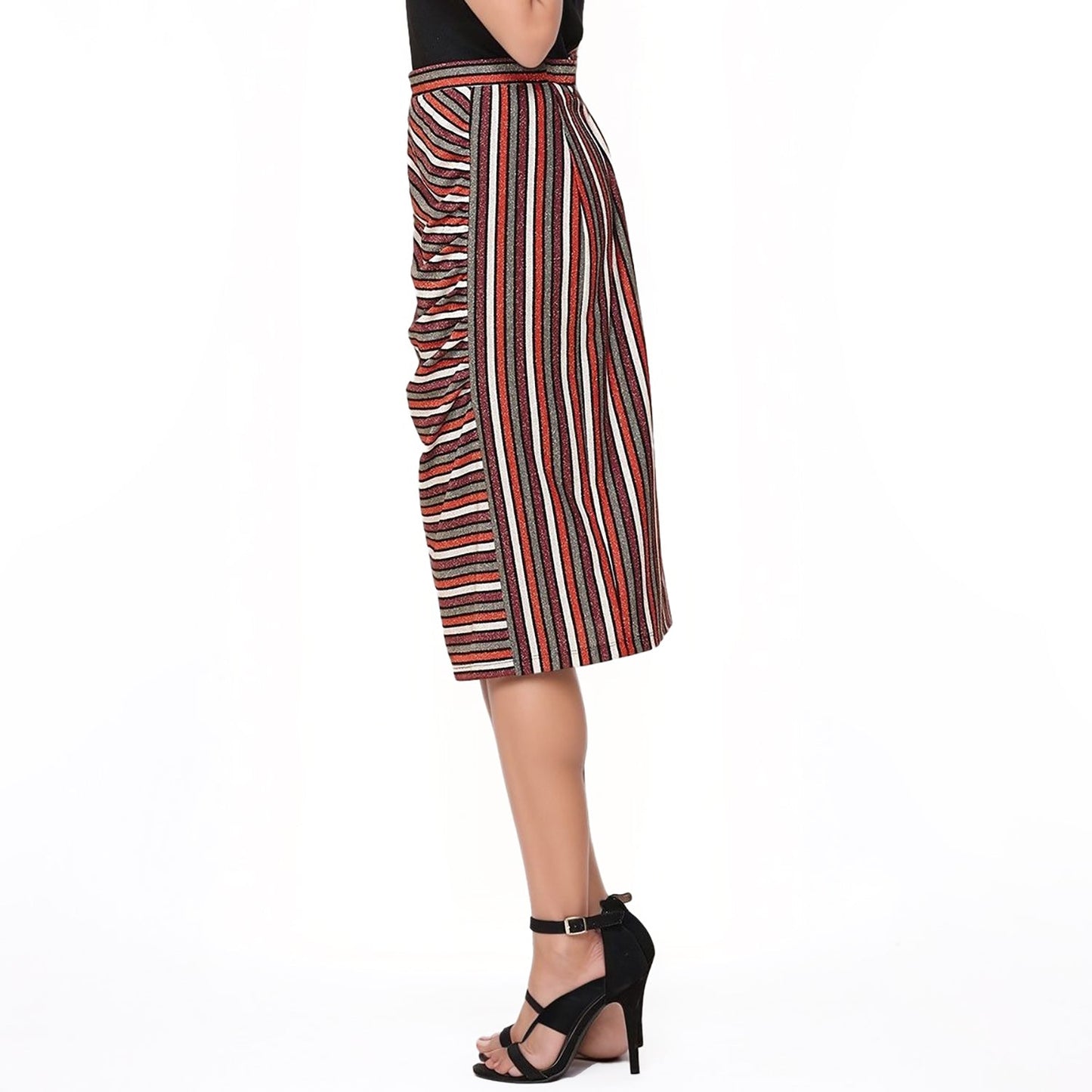 Pleione Gathered Multi Print Midi Skirt