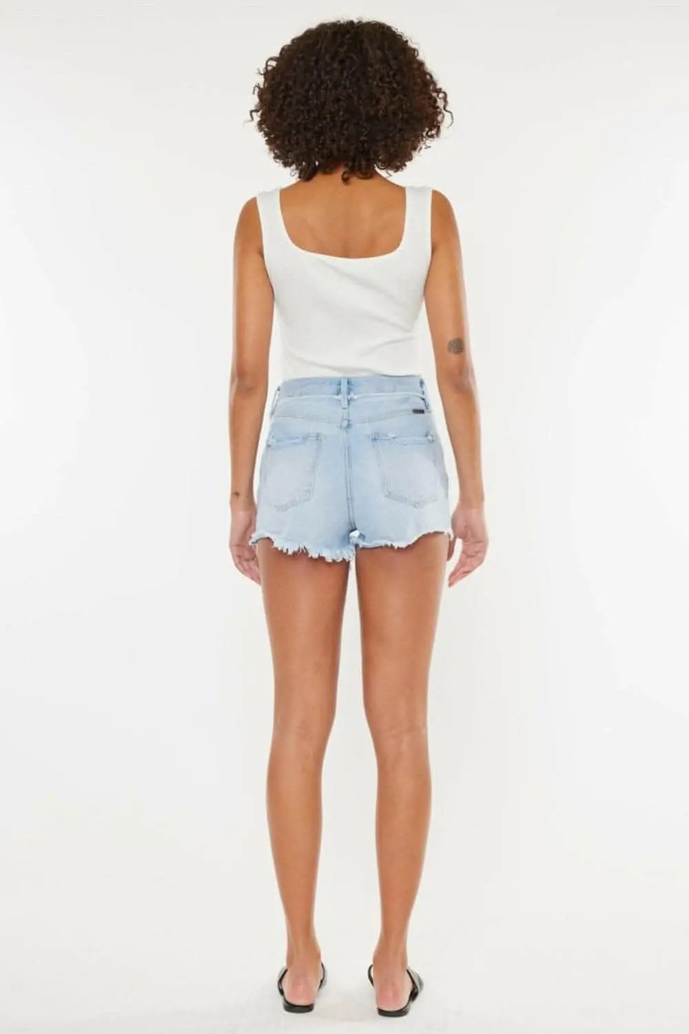 Trendsi Kancan Distressed Denim Women's Shorts Casual Button-Fly Ripped
