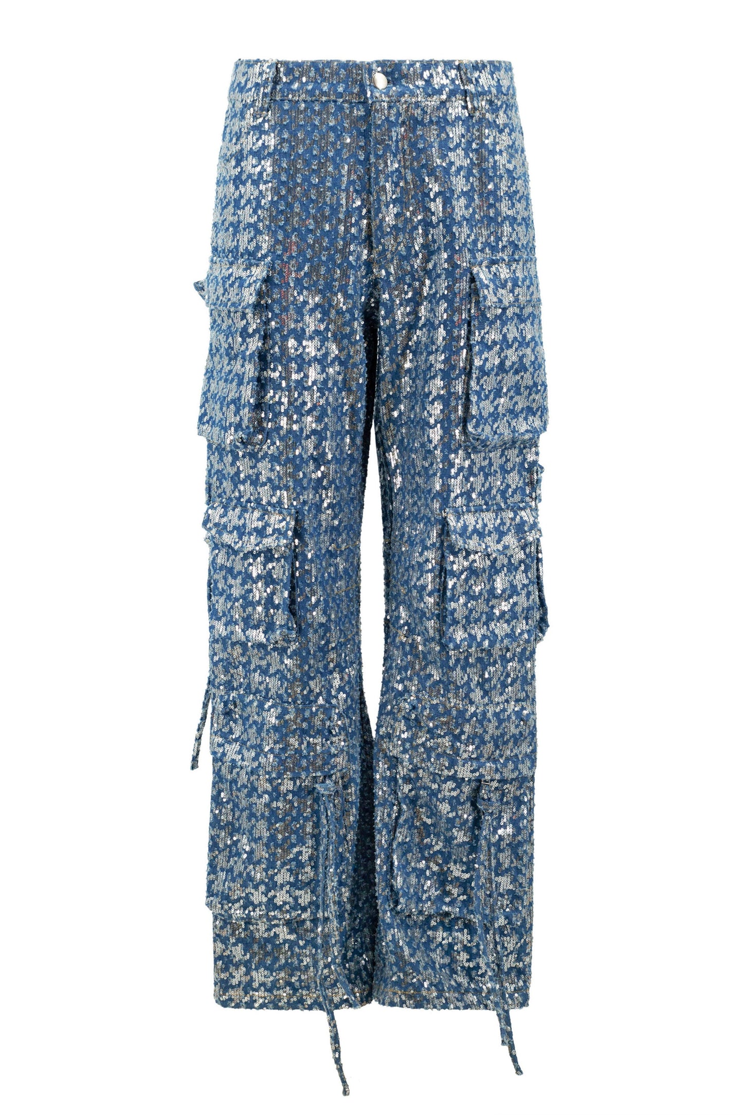 Kelly Sequin Cargo Denim Pants