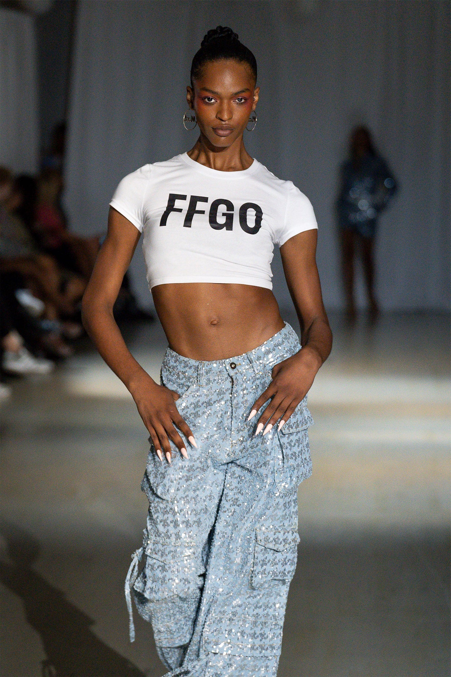 Kelly Sequin Cargo Denim Pants