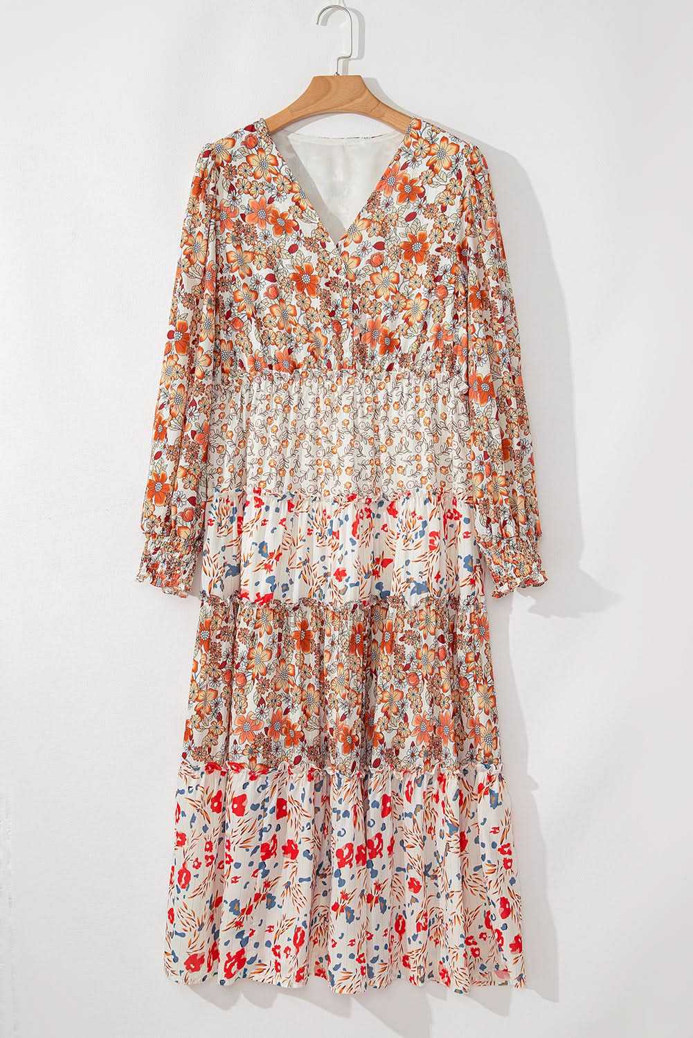 Love Salve Khaki Floral Maxi Dress Women's Fall Southern Belle Style + Comfy Fit