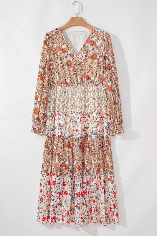 Love Salve Khaki Floral Maxi Dress Women's Fall Southern Belle Style + Comfy Fit