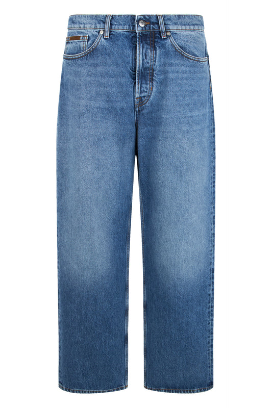 Straight Leg Denim Jeans