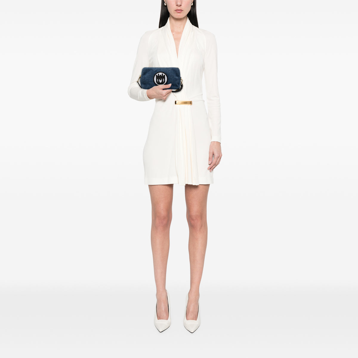 Miu Miu Wristlet Pouch Denim Blue, view 6