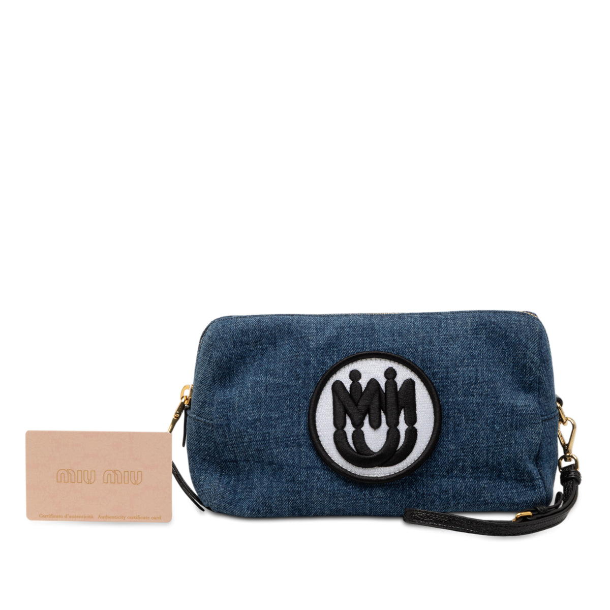 Miu Miu Wristlet Pouch Denim Blue, view 7