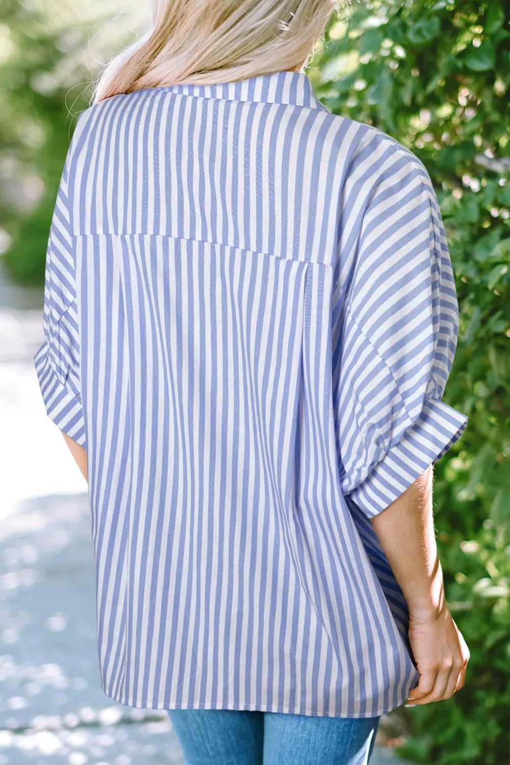 Women's Top - Pink Stripe - Oversized Dolman Sleeve