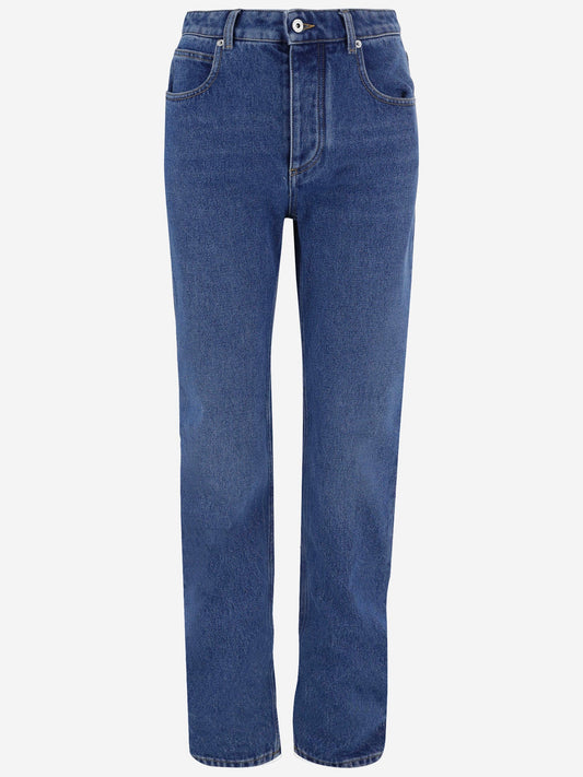 Straight Jeans with Leather Patches