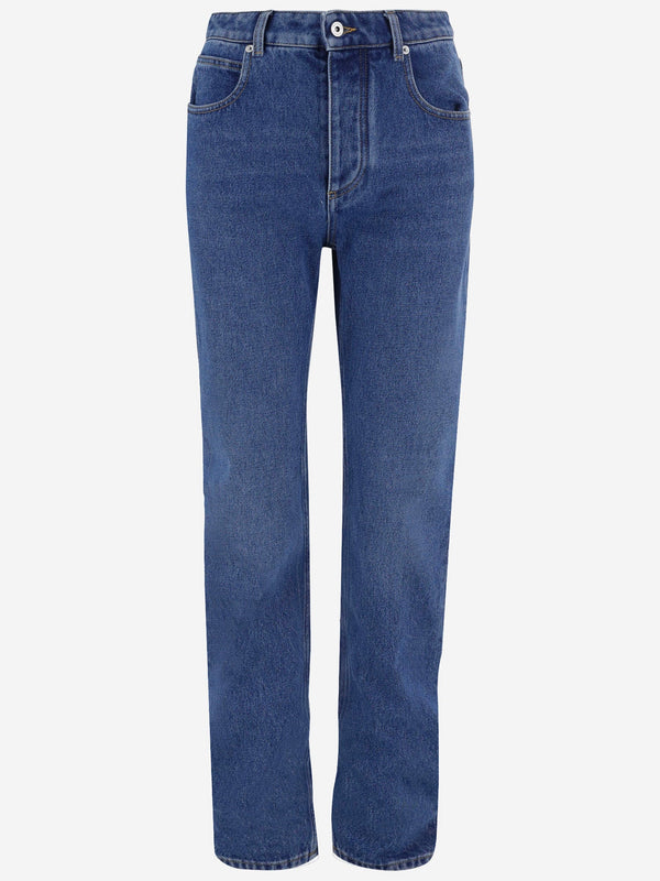 Straight Jeans with Leather Patches