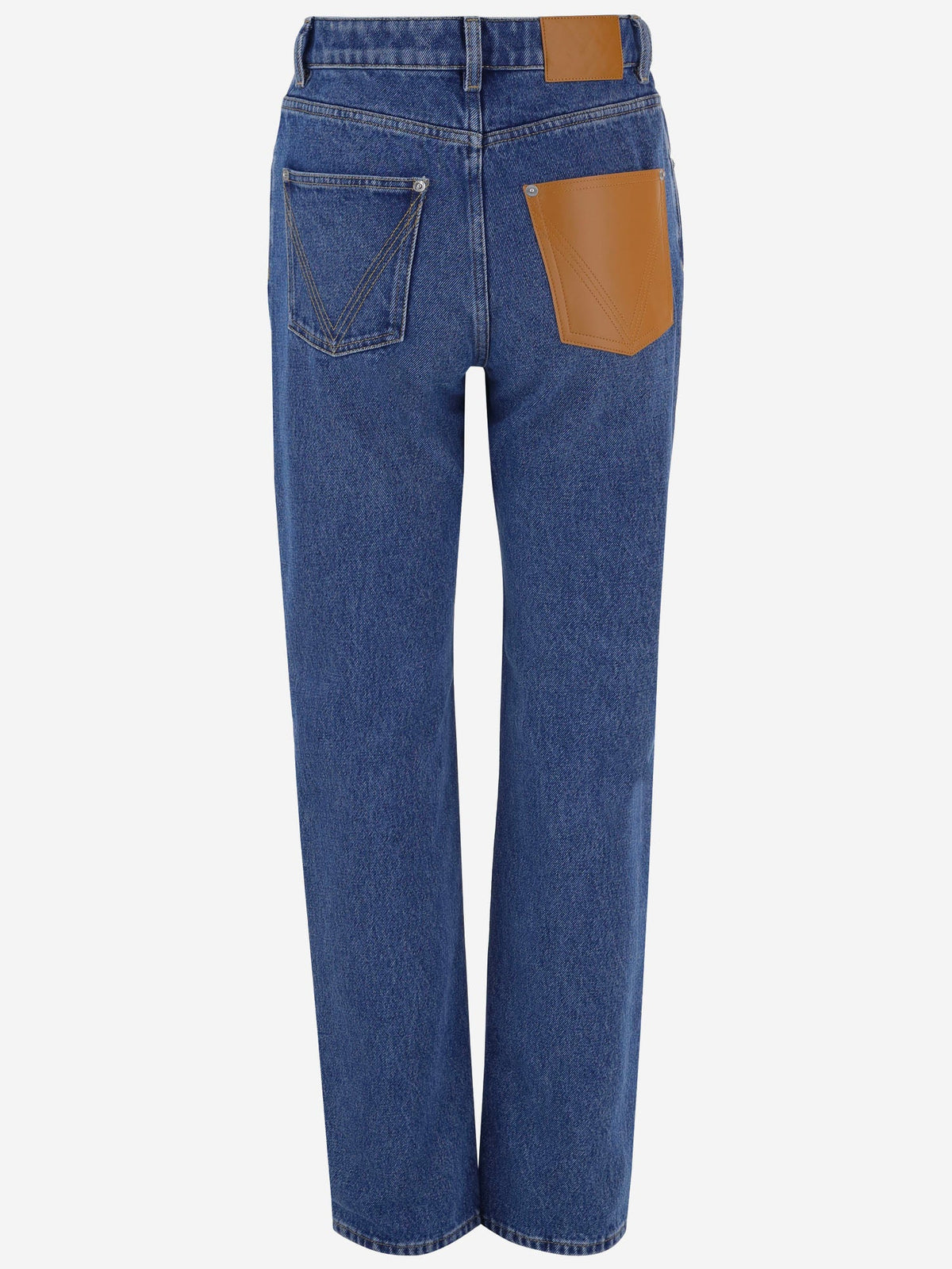 Straight Jeans with Leather Patches