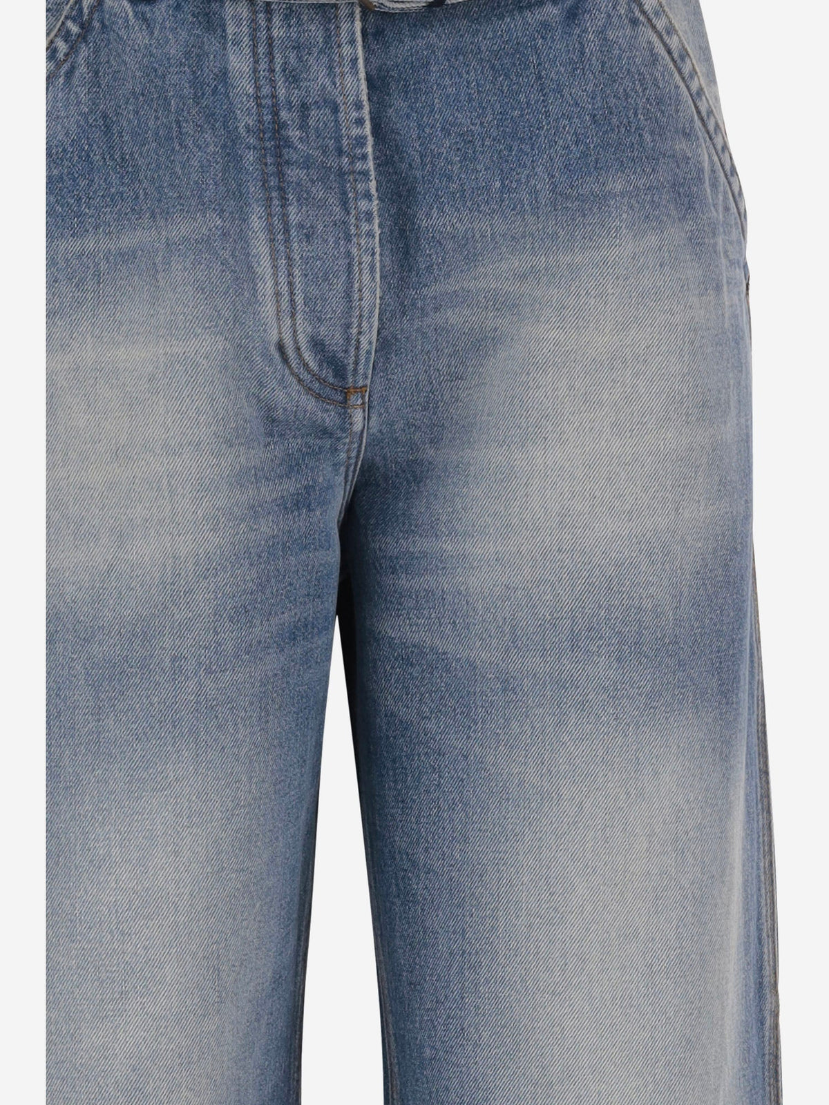 Dries Van Noten Cotton Denim Jeans With Belt, view 3