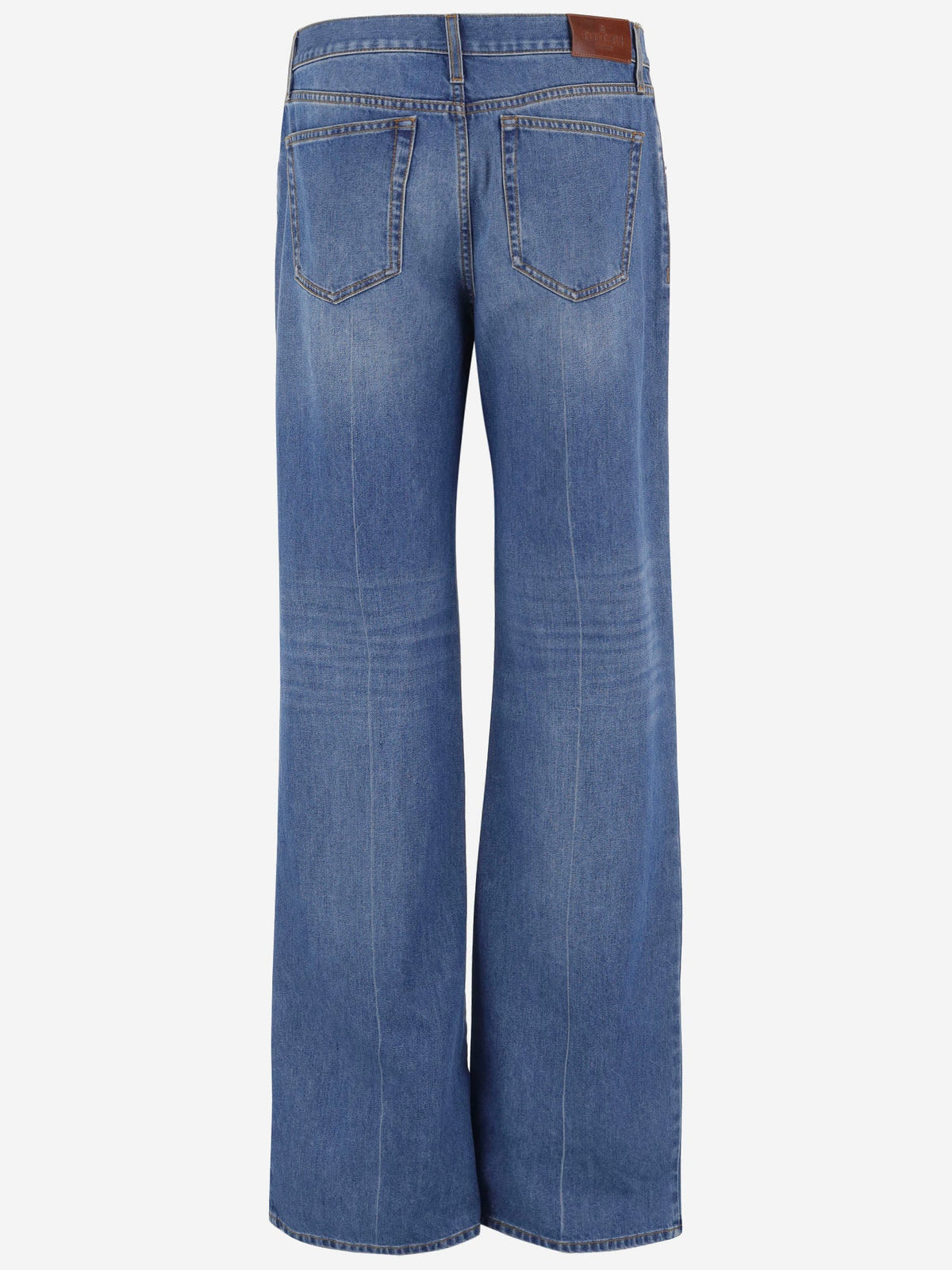 Horsebit Detail Cotton Jeans