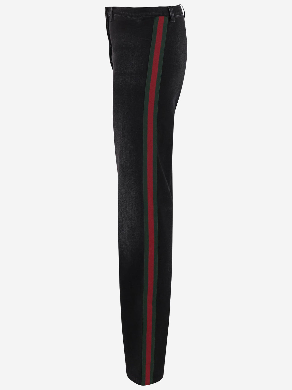Cotton Denim Jeans With Web Detail Black
