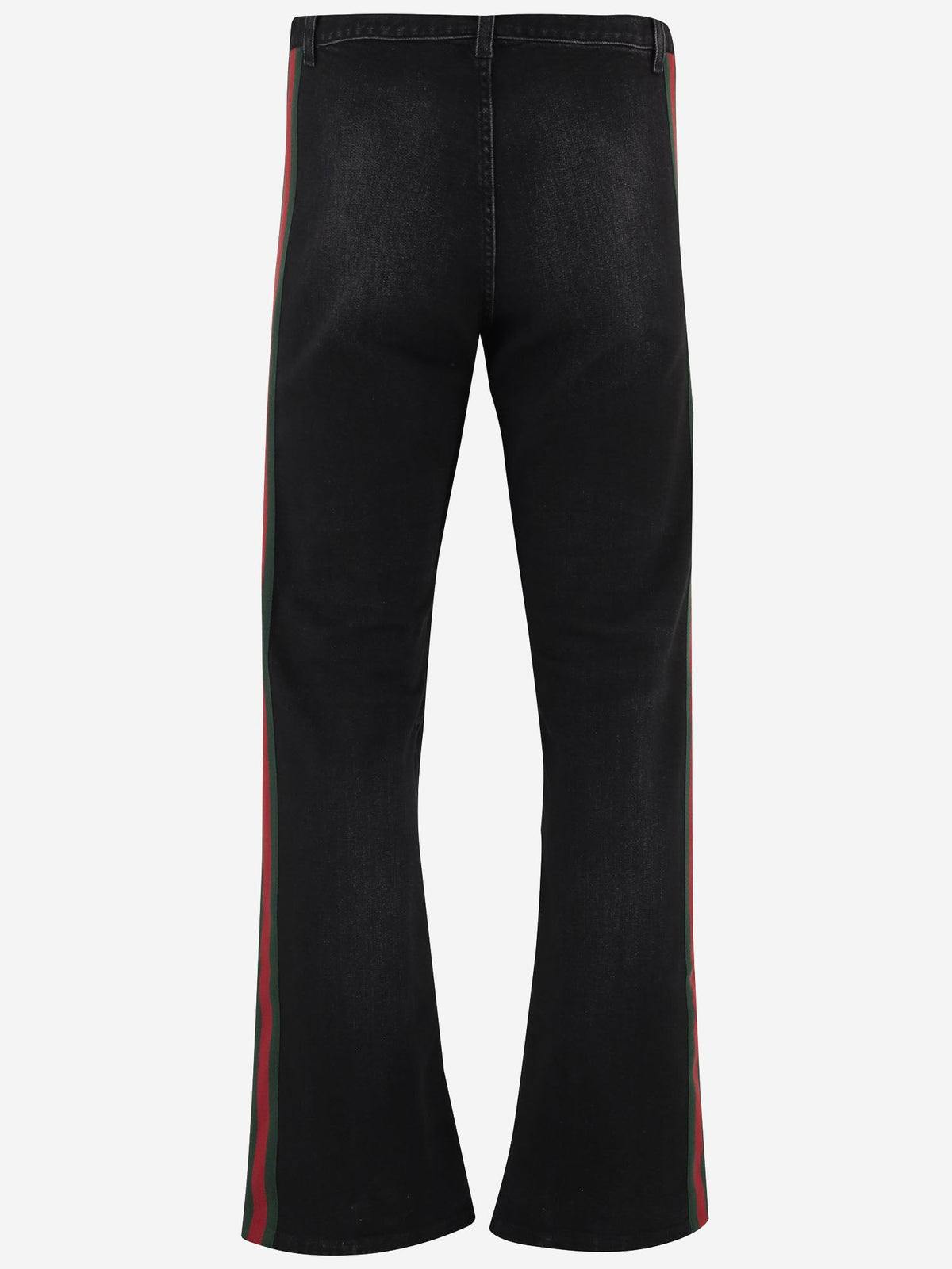 Cotton Denim Jeans With Web Detail Black
