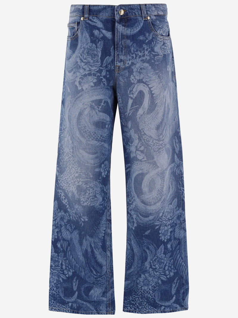 Jeans in Printed Cotton Denim