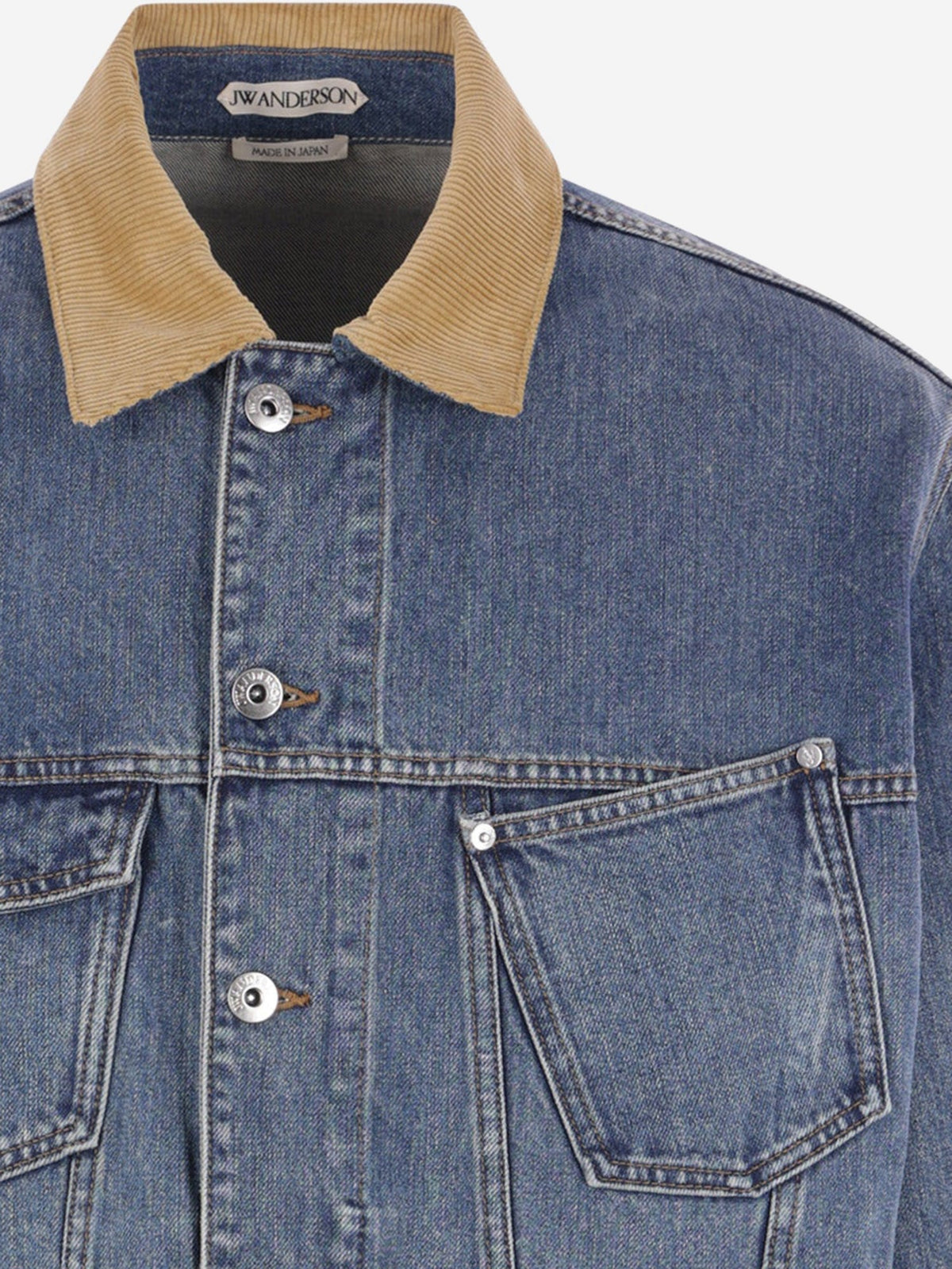 JW Anderson Cotton Denim Jacket With Corduroy Collar, view 3