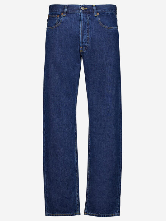 Straight Jeans in Dark Rinse with V Detail