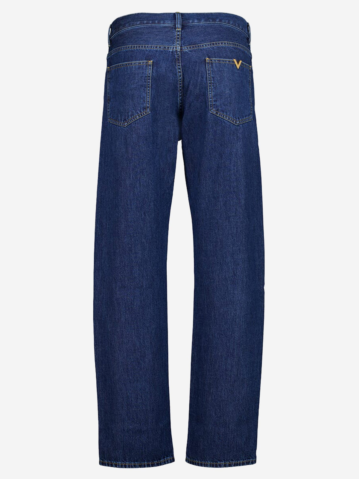 Straight Jeans in Dark Rinse with V Detail
