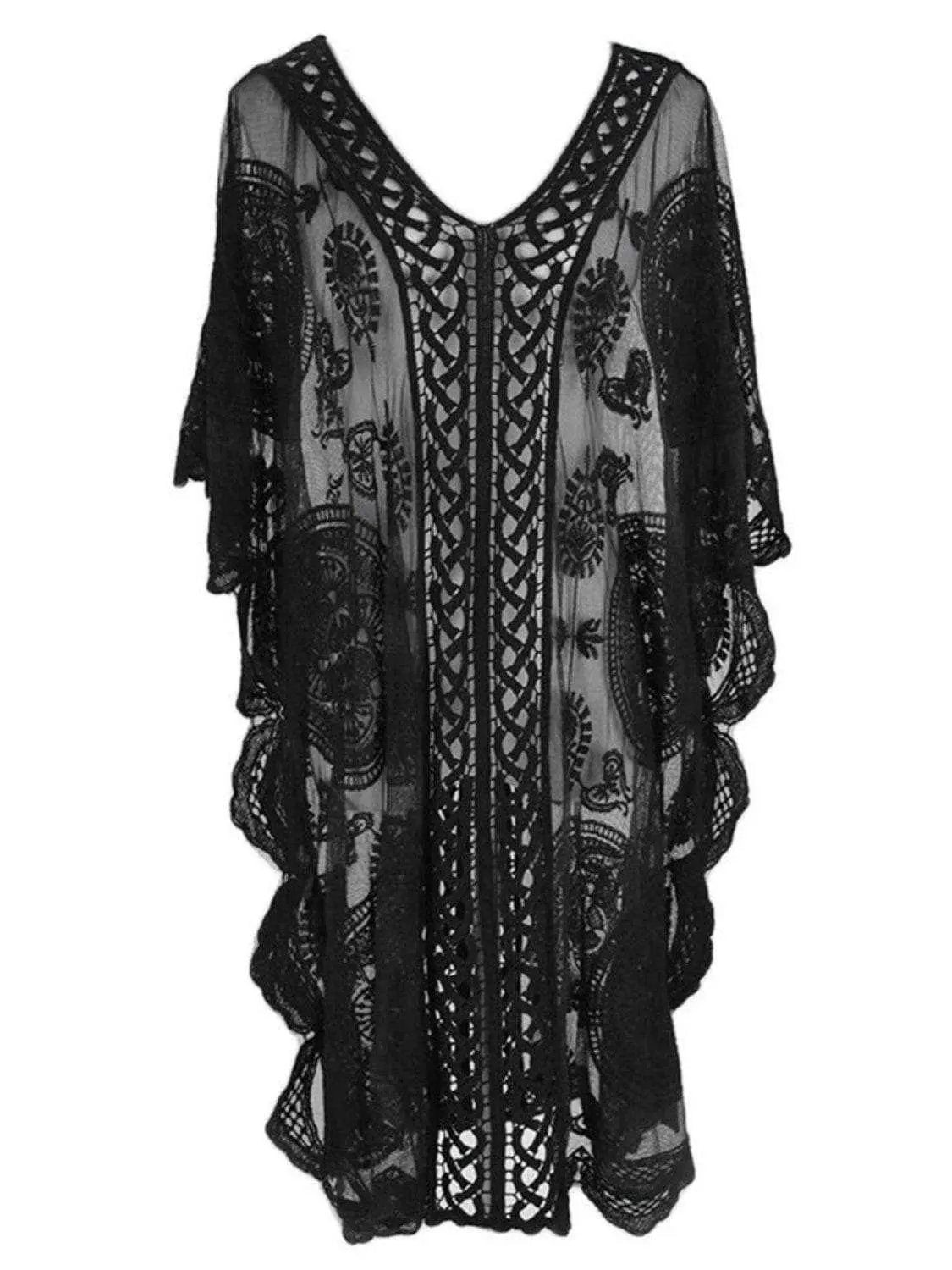 Trendsi swimwear - Lace v-neck beach cover-up
