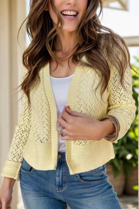 Trendsi Lacy open front cardigan - long sleeve