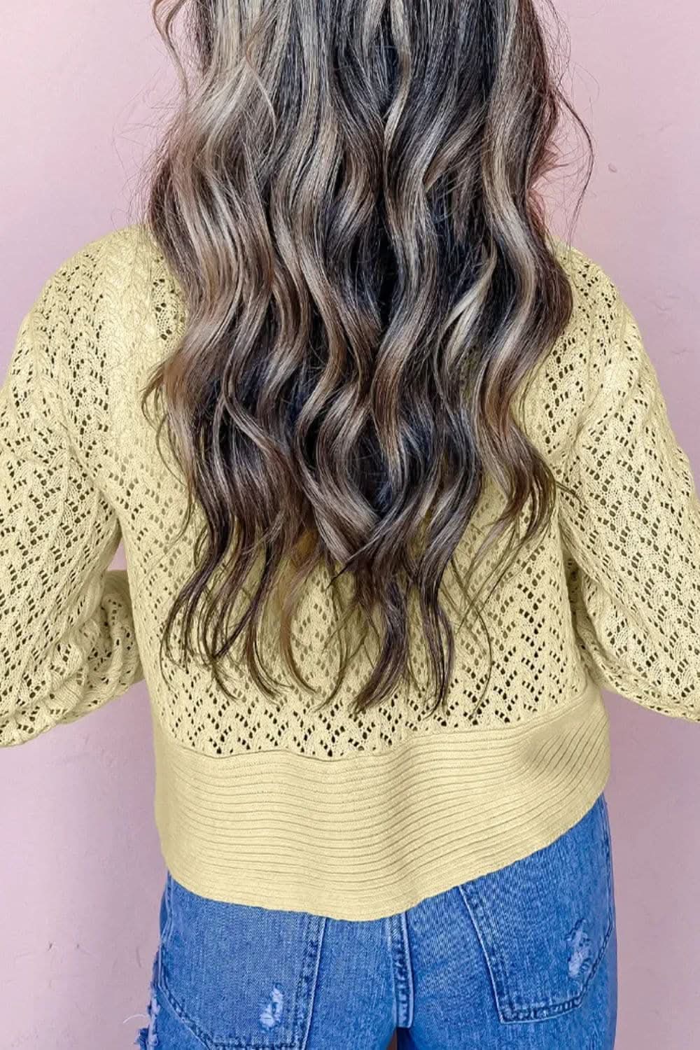 Trendsi Lacy open front cardigan - long sleeve