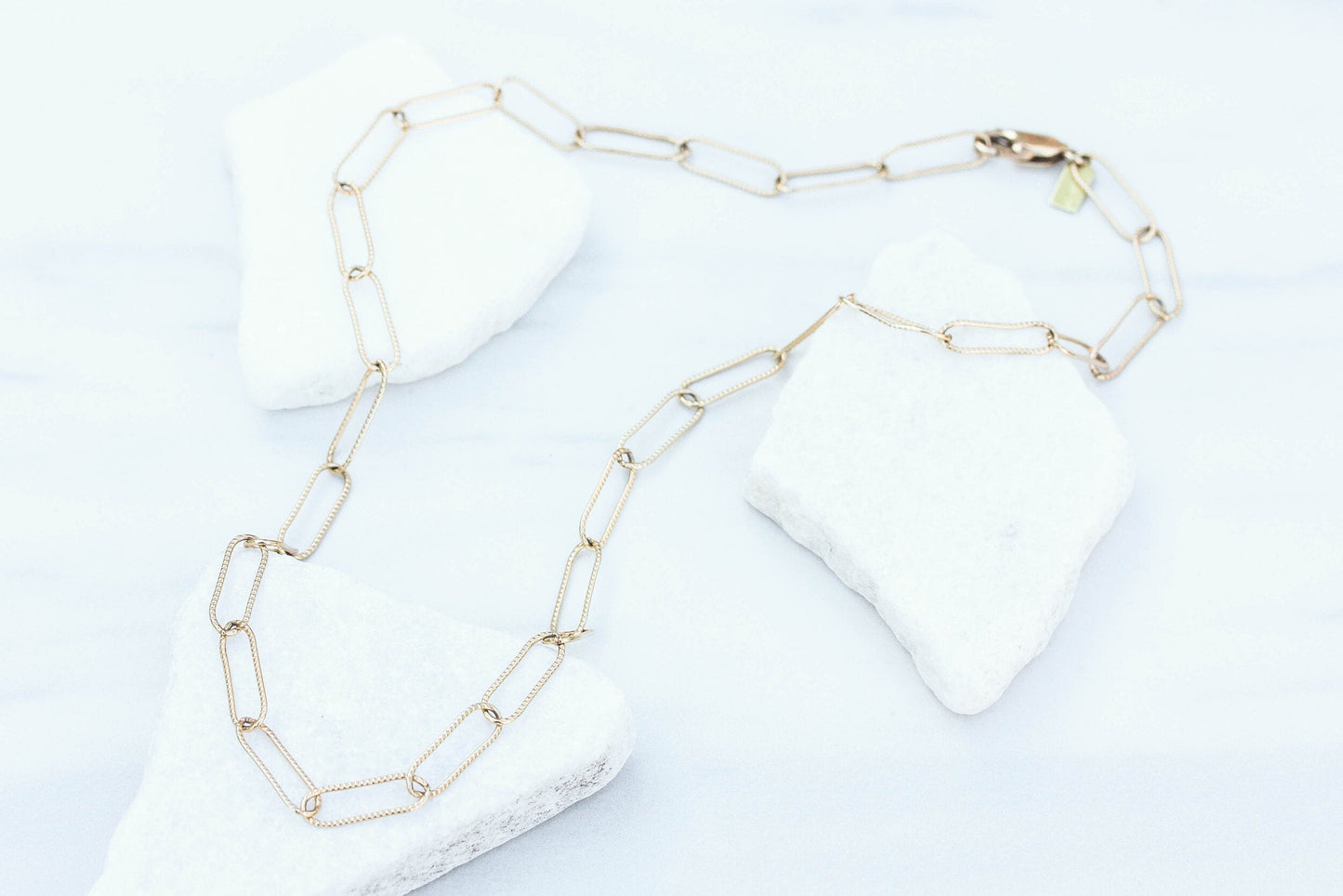 Rach B Textured large link paperclip chain necklace